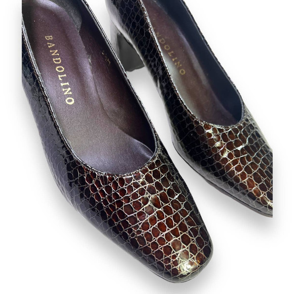 Bandolino Snake Embossed Dark Brown Pumps Heels | Sz 5.5 | Made in Spain - Picture 6 of 13